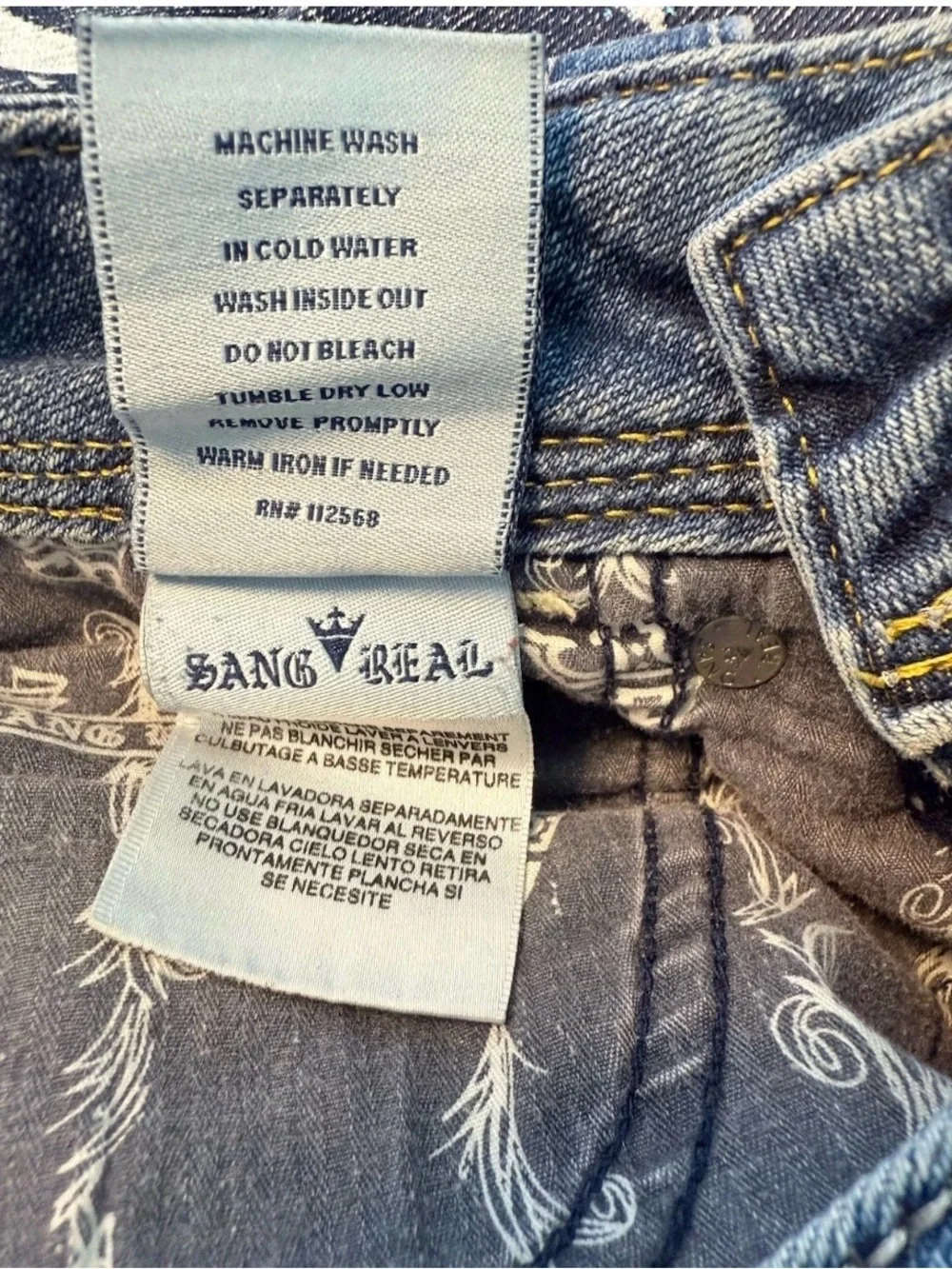 Sang Real Women's Long Jean Shorts Cuffed Distressed Bermuda Sz 27